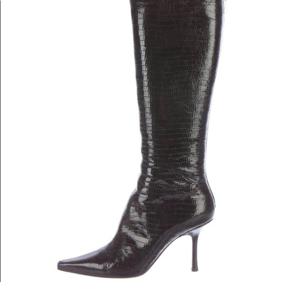 Jimmy Choo Lizard Embossed Stilletto Boots sz 8.5 - Picture 3 of 8
